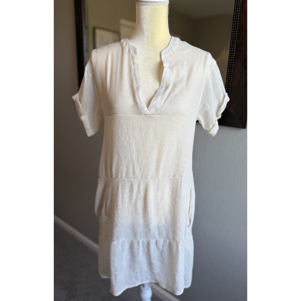Aimage Women’s Sheer V Neck Short Sleeve Tunic Beach Cover Up Dress Top